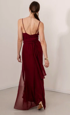 Vestido Tifanni gasa drapeado con tajo