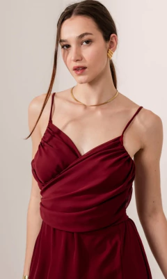 Vestido Tifanni gasa drapeado con tajo - tienda online