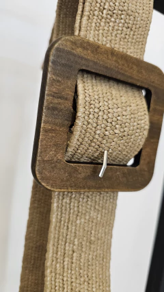 Cinturon Yute cn hebilla de madera cuadrada elastizado