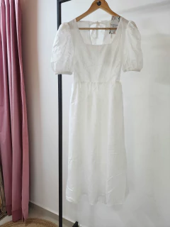 Vestido Agatha importado seda blanco manga princesa en internet