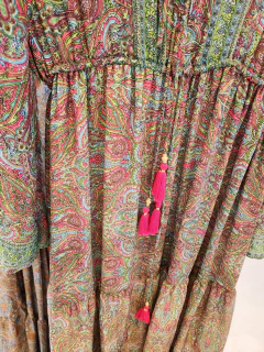 Vestido Elisa estampado importado manga larga en pico en internet