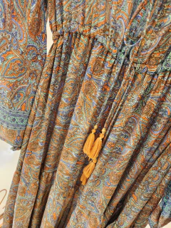 Vestido Elisa estampado importado manga larga en pico - comprar online