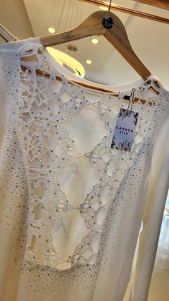 Sweater Anitta importado calado guipure y strass en espalda en internet