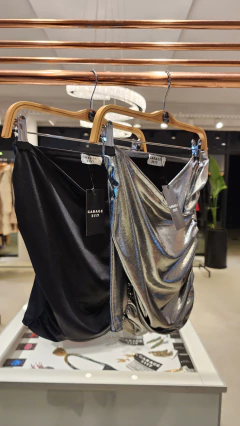 Mini drapeada y cruzada adelante metalizada - tienda online