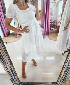 Vestido Agatha importado seda blanco manga princesa