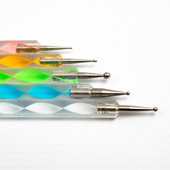 Kit de 5 unidades pinceles dotting pen doble punta decoración de uñas