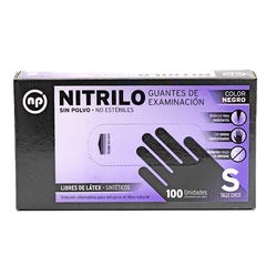 GUANTES DE NITRILO COLOR NEGRO NP CAJA X 100