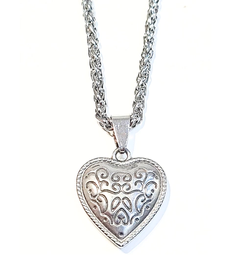 COC1019 Collar Corazón Labrado de Acero Quirúrgico 316L - comprar online