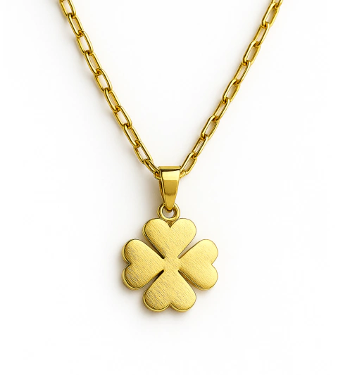 COC1027 CollarTrebol dorado en Acero Quirúrgico 316L - comprar online