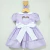 Vestido Infantil Lilás Lavanda e Branco Boneca