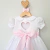 Vestido Infantil Branco Batizado Detalhes Rosa Bebê