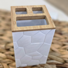 PORTA CEPILLO ACRILICO Y BAMBU - comprar online
