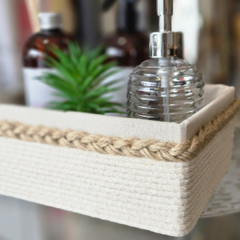 CANASTO DE MADERA Y FIBRA - comprar online