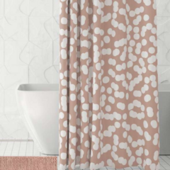 Set Baño ALCOYANA BATH - CORTINA + ALFOMBRA SHAGGY + GANCHOS PLASTICOS