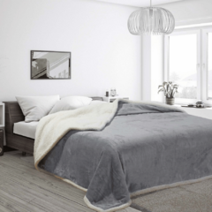 Edredon Flannel Liso KAVANAGH Corderito - 1 PLAZA 1/2