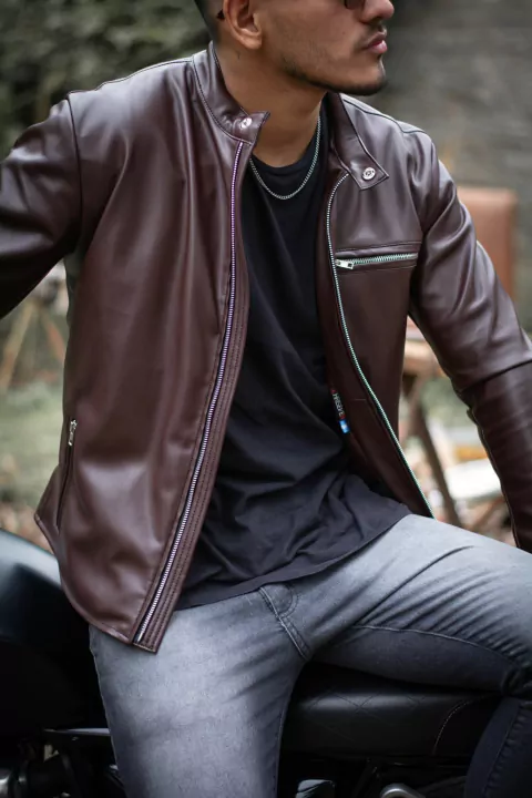 Harry´s Jacket Cuero Ecologico Chocolate "HJ" - comprar online