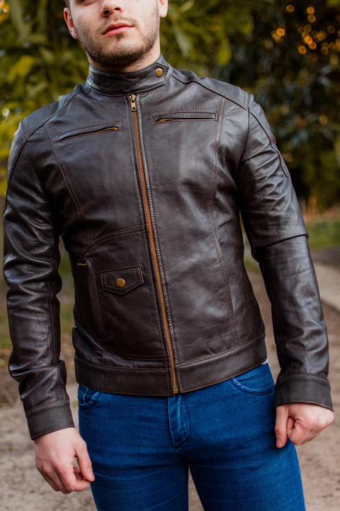 Campera Chris Ever Cuero Legitimo Harvey "HV"