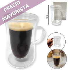 Vidrio Taza Jarro Cafe Te Doble Pared Manija Bazar - comprar online