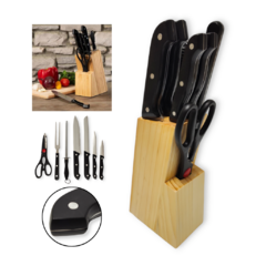 Cuchillos Set X8 Taco Madera Gastronomía Chef Cocina Bazar