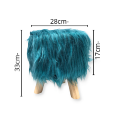 Puff banquito nordico pelo largo base madera deco en internet