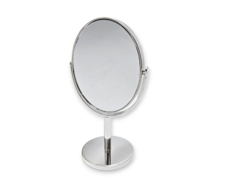 Espejo Maquillaje oval Base 16cm plastico plateado - pachos