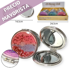 Espejito Espejo Doble faz metal cartera aumento regaleria