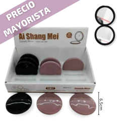 ESPEJITO CARTERA x12 unidades REDONDO LISO 6,5CM CON AUMENTO EN CAJA EXHIBIDORA - comprar online