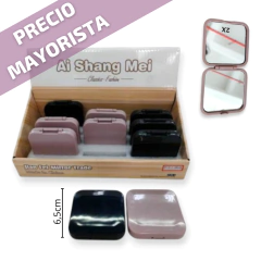ESPEJITO CARTERA X12 UNIDADES CUADRADO LISO 6,5CM CON AUMENTO EN CAJA EXHIBIDORA - comprar online