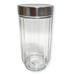 Frasco Vidrio Hermético Alto Facetado Tapa Acero Bazar - comprar online