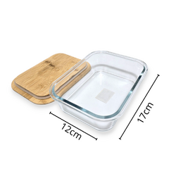 Contenedor Vidrio Tapa Bamboo Madera Rectangular - comprar online