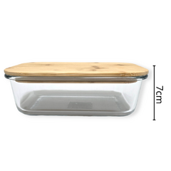 Contenedor Vidrio Tapa Bamboo Madera Rectangular en internet