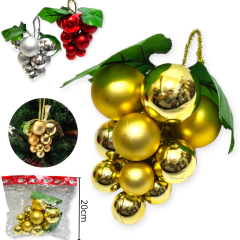 Adornos Uva Plastico Deco Brillo Mate Navideña Colgante