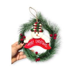 CORONA NAVIDEÑA PARA PUERTA MERRY CHRISTMAS 22CM