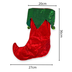 PAÑO BOTA NAVIDEÑA LISA CON CASCABEL 40X27CM en internet