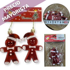 ADORNO NAVIDEÑO COLGANTE X2 PLASTICO 9CM X2 PIEZAS MUÑECO JENGIBRE - comprar online