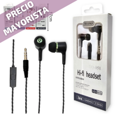 Auricular Cableado Cable Potencia In Ear Manos Libres