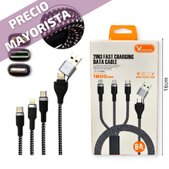Cable Datos Cargador 3 En 1 Recto Con Interfase