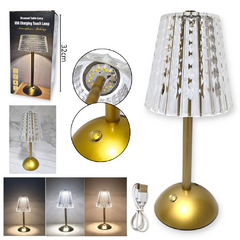 Lámpara Velador Led Recargable Usb Cristal Táctil Moderno - comprar online