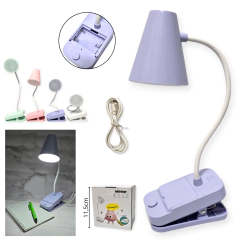 Lampara de escritorio velador led flexible con pinza - comprar online