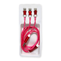 Imagen de Cable Datos Cargador 3 En 1 Luz Led Fluida
