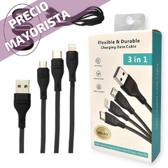 Cable Cargador Usb Micro Usb 3 Conectores Celular Tablet