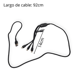 Imagen de Cable Cargador Usb Micro Usb 3 Conectores Celular Tablet