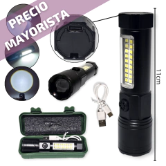 LINTERNA LED RECARGABLE 2 EN 1 USB CON ESTUCHE 10CM - comprar online
