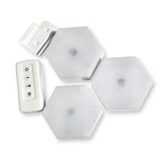 Luces led x3 exagonal a pila con adhesivo mas control remoto - Pachos