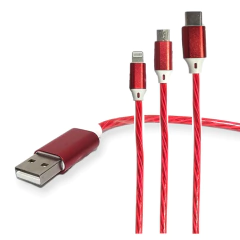Cable Datos Cargador 3 En 1 Luz Led Fluida - Pachos