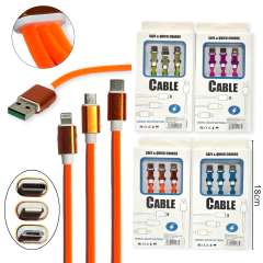 Cable Cargador Usb Micro Usb 3 Conectores Celular Tablet - comprar online