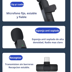 Imagen de Microfono corbatero inalambrico interfaz apple android usb