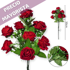 flor Ramo Rosas Decorativa Flores Artificial Regaleria roja - comprar online