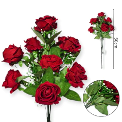 flor Ramo Rosas Decorativa Flores Artificial Regaleria roja - comprar online