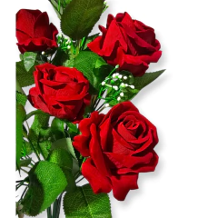 flor Ramo Rosas Decorativa Flores Artificial Regaleria roja - tienda online